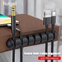 Ihuigol-organizador de cabos usb com 7 furos, feito em silicone, flexível, enrolador, clipes, suporte para fone de ouvido, mouse, gerenciamento de teclado 2024 - compre barato