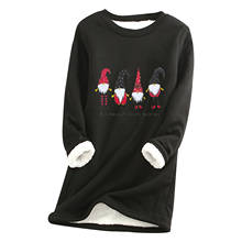 Hoodie Women Christmas Clothes Thick Fleece Sweatshirt Christmas Print Velvet Warm O-neck Underwear Top Sudadera Mujer 2024 - buy cheap