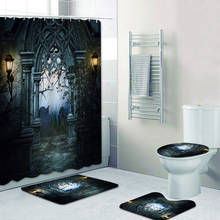 Juego de cortina de ducha para baño, alfombra de baño antideslizante y resistente al agua, estilo gótico, para Halloween y decoración del hogar 2024 - compra barato