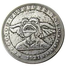 HB(65)US Hobo 1921 Morgan Dollar skull zombie skeleton Silver Plated Copy Coins 2024 - buy cheap