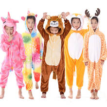 Kigurumi-Pijama de unicornio para niños y niñas, ropa de dormir de animales, León, ciervo, Licorne, mono, disfraz 2024 - compra barato