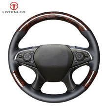 LQTENLEO-cubierta de cuero genuino para volante de coche, cosida a mano, color negro, grano de madera, Lacrosse 2015-2018 para Buick, Enclave CXL 2018 2024 - compra barato