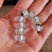 925 Sterling Silver White Foil Round Murano Glass Bead Charms Fit For European Original Bracelet  Necklace DIY  Jewelry Makings 2024 - compre barato