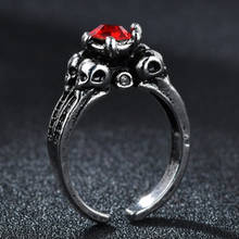 Anéis de vampiro para mulheres, joia vintage de pedra vermelha com caveira 2024 - compre barato