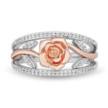 Anillo de compromiso de lujo para mujer, sortija de 2 tonos, Color dorado, rosa, boda 2024 - compra barato