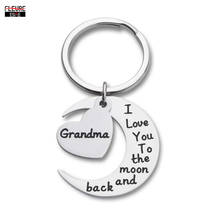 Grandma Grandmother Keychain Gift From Granddaughter Grandson Grandchild I Love You To The Moon and Back Wedding Gifts Keyring 2024 - купить недорого