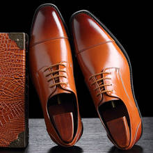 Zapatos de cuero planos para hombre, calzado Formal a la moda, de marca de lujo, con cordones, talla grande 38-48 2024 - compra barato
