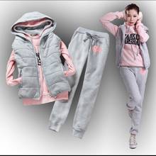 Autumn and winter new Fashion women suit women's tracksuits casual set with a hood fleece sweatshirt three pieces set 2024 - buy cheap