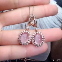 Kjjeaxcmy fine jewelry 925 prata esterlina incrustada natural rosa quartzo brincos femininos eardrop luxo apoio detecção 2024 - compre barato