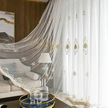 Cortinas bordadas de hilo europeo, simples, a la moda, para dormitorio, sala de estar 2024 - compra barato