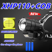 Linterna Led recargable por USB para caza, 1000000Lm COB de linterna de cabeza de luz, 6000mah, potente, impermeable, 3x18650, XHP110 2024 - compra barato
