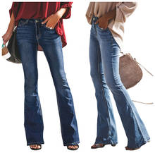 Calça jeans feminina corte slim, peça jeans justa cintura alta stretch 2024 - compre barato