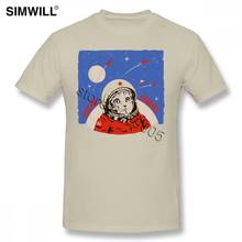 Camisetas con Gato espacial Laika para hombres, camisas de manga corta con cuello redondo, de algodón puro, camisetas de Diseño de equipo CCCP, envío directo 2024 - compra barato
