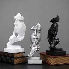 Decoração de casa abstratão silencioso é máscara dourada miniaturas estatuetas de resina artesanato estátua de escritório decoração de mesa 2024 - compre barato