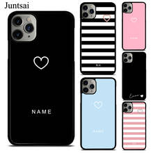 PERSONALISED HEART STRIPES  INITIALS NAME CUSTOM Case For iPhone 12 Pro Max 13 mini XR X XS Max 11 Pro Max 6S 8 7 Plus SE Cover 2024 - buy cheap