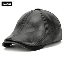 Spring Men's Real Genuine cow Leather baseball Cap brand Newsboy /Beret  Hat winter warm caps&hats men with ears ear flap 2024 - buy cheap