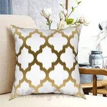 Funda de almohada con patrón de Ikat Quatrefoil, de tonos dorados, estampada, suave, bricolaje, para el hogar, color blanco 2024 - compra barato