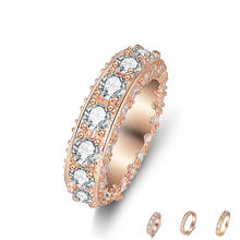 Свадебное модное Золотое свадебное кольцо с кристаллами и цирконием, элегантное женское модное обручальное кольцо, вечерние ювелирные изделия, подарок 2024 - купить недорого
