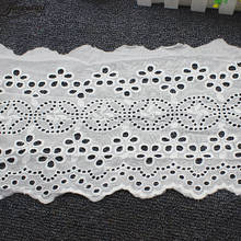 1 Yard Cotton Emmbroidered Lace Fabric Swiss Cotton Voile Eyelet Flower Appliqued Trim Diy Accessories White 19CM 2024 - buy cheap