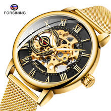 Top Luxury Gold FORSINING Men Mechanical Watch Classic Men Full steel Skeleton Hand wind Wristwatch Relogio Masculino 2024 - buy cheap