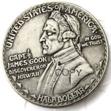Moneda de copia enchapada en plata de medio dólar, 1928 hawaiana, sesquicennial 2024 - compra barato
