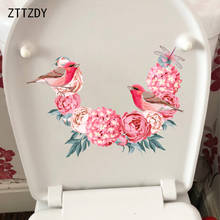 ZTTZDY 28CM×19.3CM Natural Beauty Home Bedroom Wall Stickers Pink Flower And Bird Ring Toilet Decor T2-0861 2024 - buy cheap