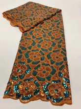 Горячая Распродажа, африканская кружевная ткань 2021, высококачественное кружево с блестками, нигерийские кружевные ткани для свадебного платья P873 2024 - купить недорого