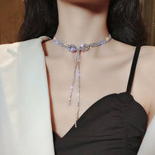 Exknl colar feminino de cristal, gargantilha com pingente de corrente longa, étnica de borla, laço, acessórios de joias, 2021 2024 - compre barato