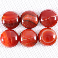 Круглый кабошон 2 шт./лот 25 мм, натуральный драгоценный камень, оникс с красными венами, бусины без отверстий для изготовления ювелирных изделий, браслет, серьги K1064 2024 - купить недорого