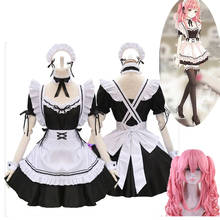 Black Cute Lolita Maid Costumes French Maid Dress Girls Woman Amine Cosplay Costume Waitress Maid Party Stage Costumes +wigs 2024 - buy cheap
