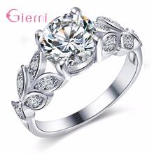 Fashion Luxury Brand Wedding Crystal 925 Sterling Silver Rings for Women Leaf Engagement Cubic Zircon Ring Jewelry 2024 - buy cheap