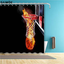 Flaming Basketball Bathroom Curtain 3D Sport Waterproof Shower Curtain Polyester Fabric Bath Decor Curtain Bathroom Shower Sets 2024 - buy cheap