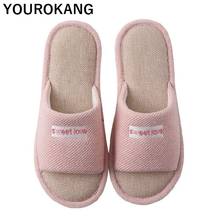 Summer Women Flax Home Slippers Unisex Couple Shoes Indoor Comfortable Female Linen Slippers Household Floor Spring Flip Flops 2024 - buy cheap