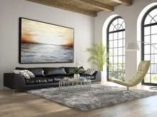 Pintura abstrata de paisagem, grande pintura a óleo, mar, cinza, marrom, arte moderna, pintura abstrata em tela, decoração de casa 2024 - compre barato