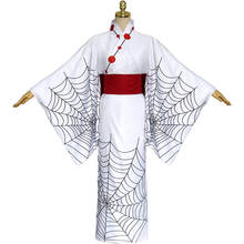 Disfraz de Demon Slayer de Anime, conjunto completo de disfraz de Kimetsu no Yaiba, Kamado, Nezuko, Kimono con patrón de araña, para escenario ordinario 2024 - compra barato