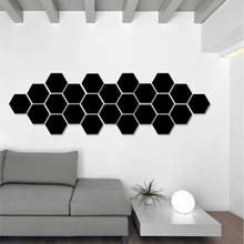 Juego de pegatinas de espejo acrílico 3D para decoración de pared, pegatinas de espejo de acrílico hexagonal, arte artesanal, para sala de estar, decoración de oro para el hogar, 12 unids/set 2024 - compra barato