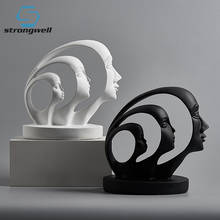 Strongwell-escultura abstracta en Blanco/Negro, decoración nórdica moderna y Simple, artesanía de resina, muebles creativos para el hogar 2024 - compra barato