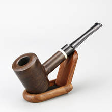 Трубка из черного дерева 9 мм, прямая трубка для курения, ручная работа, плоская Нижняя трубка для табака, бесплатные инструменты, подарочный набор, деревянная трубка 2024 - купить недорого