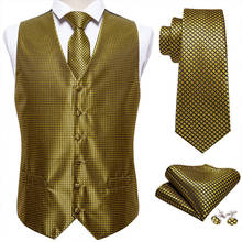 Chaleco clásico de Jacquard para hombre, conjunto cuadrado de bolsillo, corbata, pañuelo, tejido sólido Oliva 2024 - compra barato