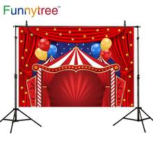Funnytree-telones de fondo de photobooth para niños, telón de fondo con diseño de circo, Baby shower, cumpleaños, cortina roja y estrellas 2024 - compra barato