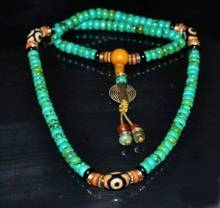 Tibet Tibetan Turquoise Buddhist Buddha Prayer Bead Mala Bracelet Dzi Eye Collection Ornaments Necklace 2024 - buy cheap