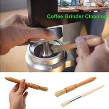 Escova de limpeza de moedor de café, com cabo de madeira, cerdas naturais, espanador de madeira, casa 2024 - compre barato