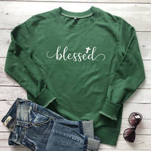 Blessed Cross Graphic Christian Sweatshirt Casual Women Long Sleeve Religion Pullovers Fashion Jumper Grunge Sweatshirts Outfits 2024 - buy cheap