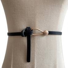 Waist Belt Non-porous Design Anti-rust Faux Leather Golden Buckle Waist Belt for Shopping 2024 - buy cheap