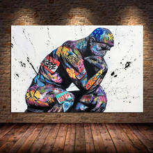 Abstract Thinker Man Canvas Painting Posters and Prints Quadros Wall Graffiti Art Picture for Living Room Home Decor Unframed 2024 - buy cheap