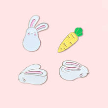 Милый кролик морковь эмаль Pin мультфильм значок с кроликом Броши джинсовая одежда животное ювелирные изделия подарок для друзей детей 2024 - купить недорого