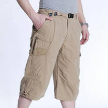 Pantalones cortos informales de algodón para hombre, Bermudas holgadas masculinas de estilo Hip Hop, con bolsillos grandes, estilo militar, longitud hasta la pantorrilla, talla grande 6XL 7XL 2024 - compra barato