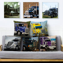 Classic Heavy Big Truck Autotruck Print Pillow Cover 45*45cm Cushion Covers Linen Pillow Case for Sofa Home Decor Pillows Cases 2024 - buy cheap