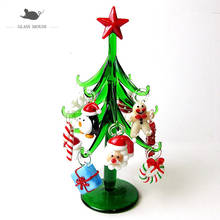 Custom Hand Made 15cm Small Murano Glass Christmas Tree Figurines Ornament Christmas Decoration 12pcs Accessories Pendant Gift 2024 - buy cheap