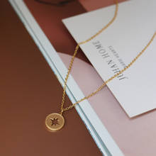 Hollow Sea King Star Compass Wheat Ear Vintage Necklace Clavicle Chain Female Titanium Steel Plated 18K Gold 2024 - buy cheap